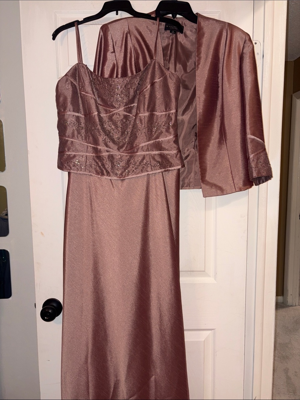 Two-Piece Mauve Satin Evening Dress